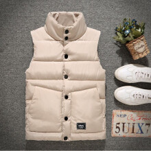 Down cotton waistcoat men and women autumn and winter thickened vest work clothes slim upright collar vest sleeveless waistcoat