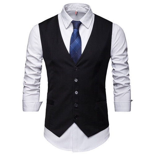 Men's Slim Fit Mens Suit Vest Casual Suit Vest Man Gray Formal Businss ...