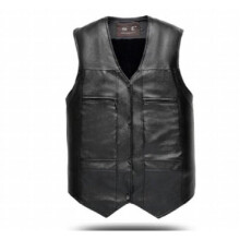 Men's Pu Leather Vest Winter Warm Middle-Aged And Elderly Plus Size Plus Velvet Thick Vest