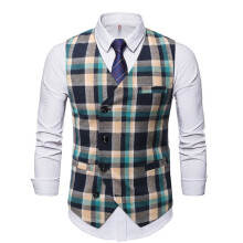 Men Casual Vest Vest European Size Business Casual British Plaid Style Vest Single-breasted Suit Vest for Men gentleman
