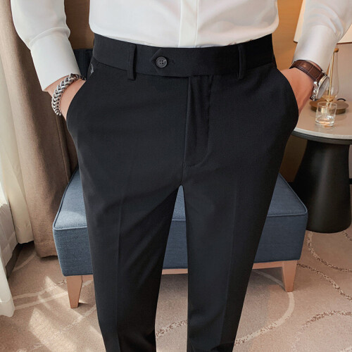 Autumn Winter Embroidered Business Formal Pants Men Wedding Slim Fit  Trousers High Solid Social Suit Pants on OnBuy