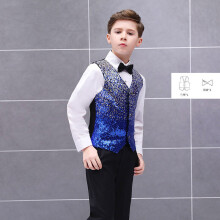 Children's gradient sequin vest boy stage host vest boy catwalk performance clothes waistcoat vest for men Vests Party