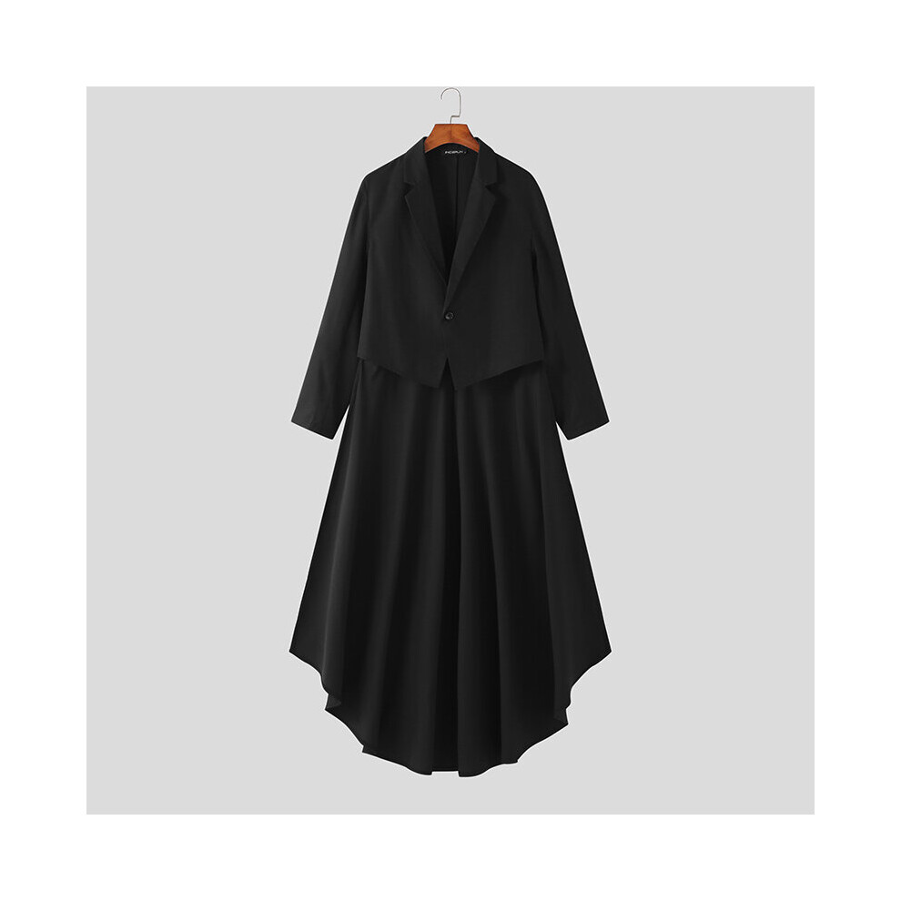 Casual Button Sleeve Men Irregular Streetwear Style Long Personality Long Blazer One Men INCERUN Coats Lapel Suits-image-OPC-PBQXMQB-NEW