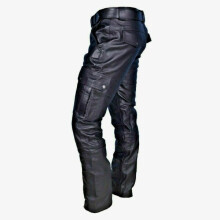 Men Trousers Leather Motorcycle Pants Cargo Pockets Vintage Steampunk Clothing Men Clothing for Men Party Punk Style