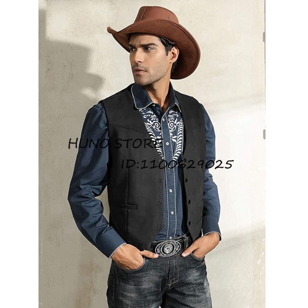 Vest for Men Slim Fit Single Breasted V Neck Sleeveless Jacket Steampunk Casual Dinner Male Suede Waistcoat-image-OPC-PBQXMGY-NEW