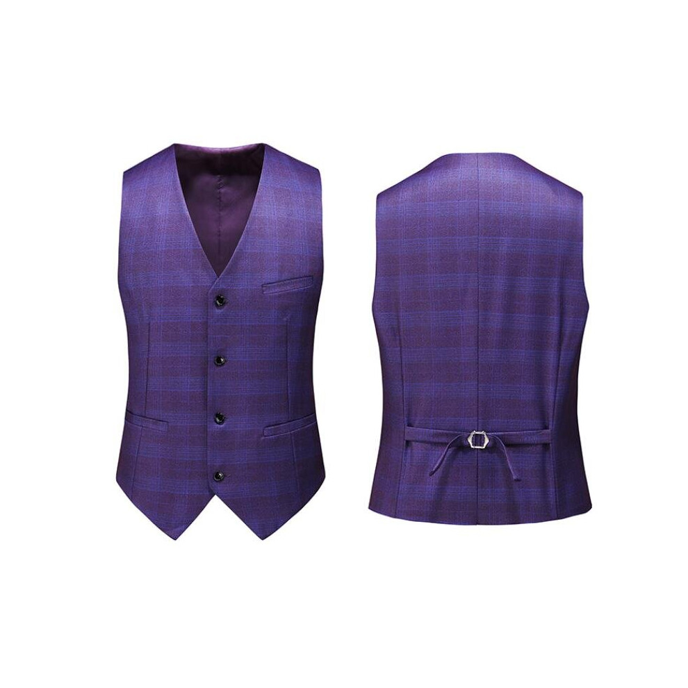 Purple Men Waistcoat Plaid Gilet Steampunk Homme Mens Vest For Wedding Party Formal Tuxedo Sleeveless Suit Jacket-image-OPC-PBQXMYB-NEW