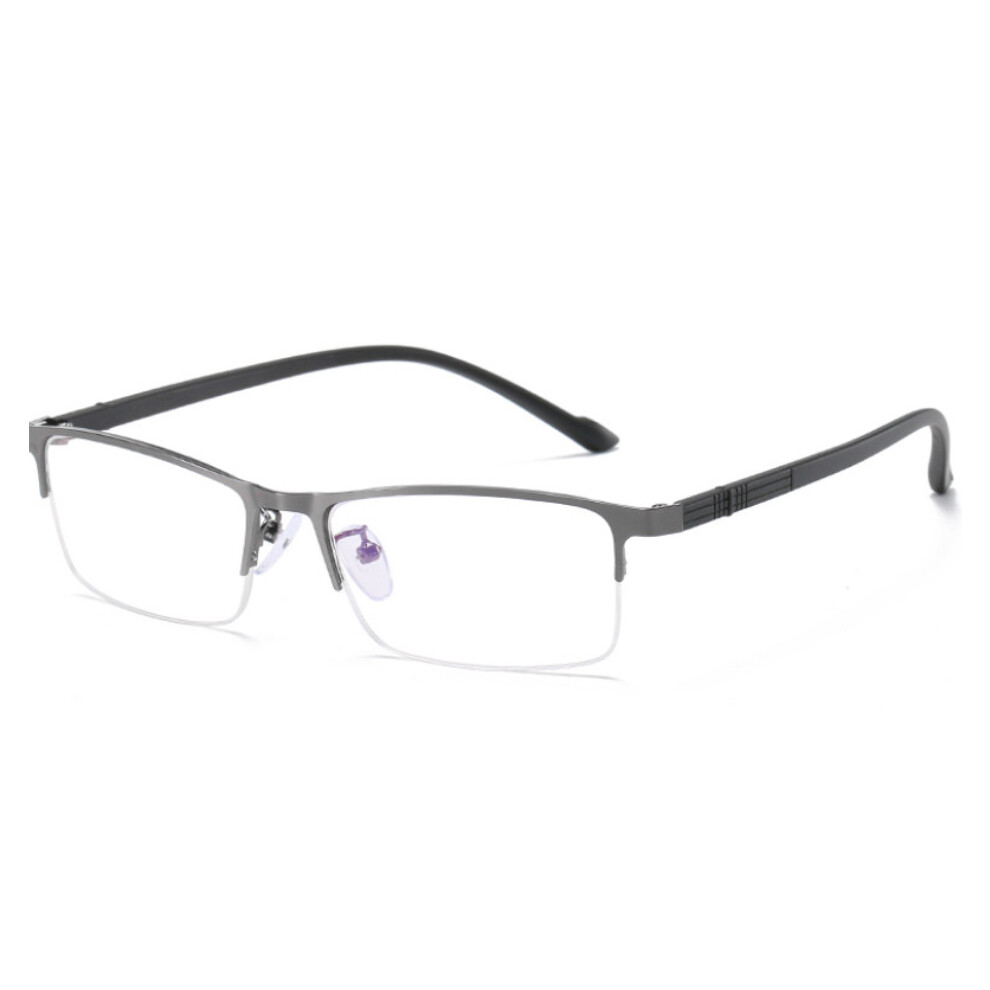 (Gun	, -1.5) Metal Square Half Rimless Frame Myopia Glasses