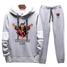 Men's Spring Autumn Thunderdome Printing Spliced Pullover Hoodies + High Sweatpants Sportswear Suit