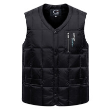 Male Vest Duck Down Jacket Vest Men Autumn Winter Warm Sleeveless V-Neck Button Down Lightweight Waistcoat Casual