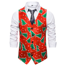 Christmas Men's 3D Printing Fashionable Handsome Casual Slim Single Breasted European Size Vest