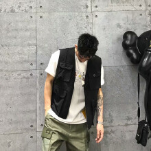 American Tooling Casual Men's Solid Vest Urban Functional Wind Retro Wild Cardigan Vest