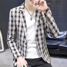 Men's Plaid Printed Suit Youth Slim Fit Handsome Autumn Leisure Suit