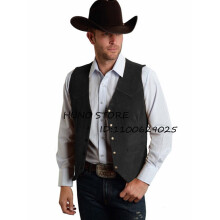 Men's Steampunk Vest Slim Fit V Neck Single Breasted Suede Punk Casual Party Sleeveless Clip On Jacket Chaleco Hombre