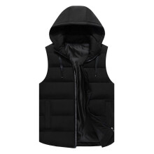 Autumn winter waistcoat men's casual hooded padded down cotton men's coat loose version plus size vest with sleeveless shoulders