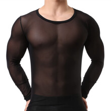 2985 Mesh See-Through Shirts Short Sleeve Nightclub Sheer Tops Shirt Costume Fish Net t-Shirt