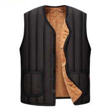 Winter Dad Wear Middle-aged Men's Plus Velvet Thickened Vest Casual Hoodless Cardigan Warm Vest Lined With Cold Protection
