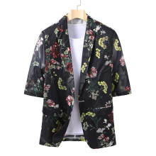 Vintage Boys Short Sleeve Suit Blazer Men Summer Flower Embellished Slim Fit Woman Blazer Jacket XXXL