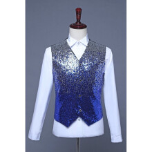 Men's Vest Sequin Gradient Stage Costume Slim Sleeveless Top