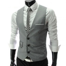 Men Vests Waistcoat Solid V Neck Sleeveless Buttons Blazer Plus Size Formal Business Jacket Vests