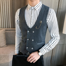 Men's suit vest double-breasted solid business casual high-quality men's clothing sleeveless formal vest