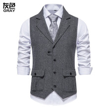 Men's Brown Vest Suit Vest Single breasted Sleeveless Formal Coat Top Adult Dress Tuxedo