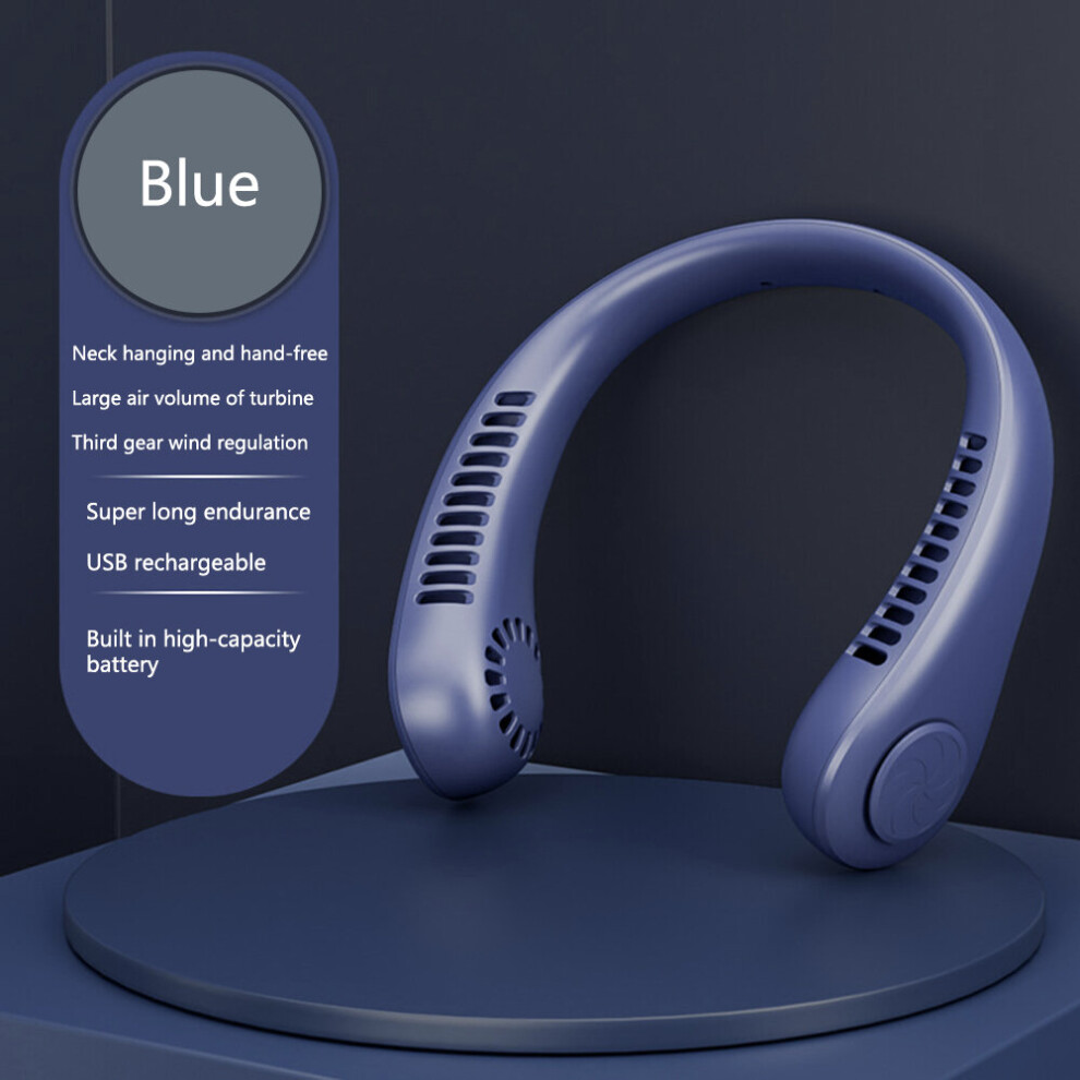 Vlio ( Blue) Portable Hanging Neck Fan Cooling Bladeless Fans Dark/Blue