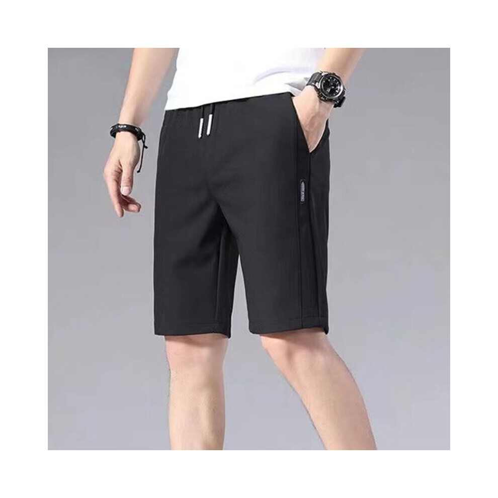 Summer Men'S Sports Shorts Solid Straight Pattern Loose Type Elastic Waist Drawstring Casual Shorts Jogging Pants-image-OPC-PBQXSBZ-NEW