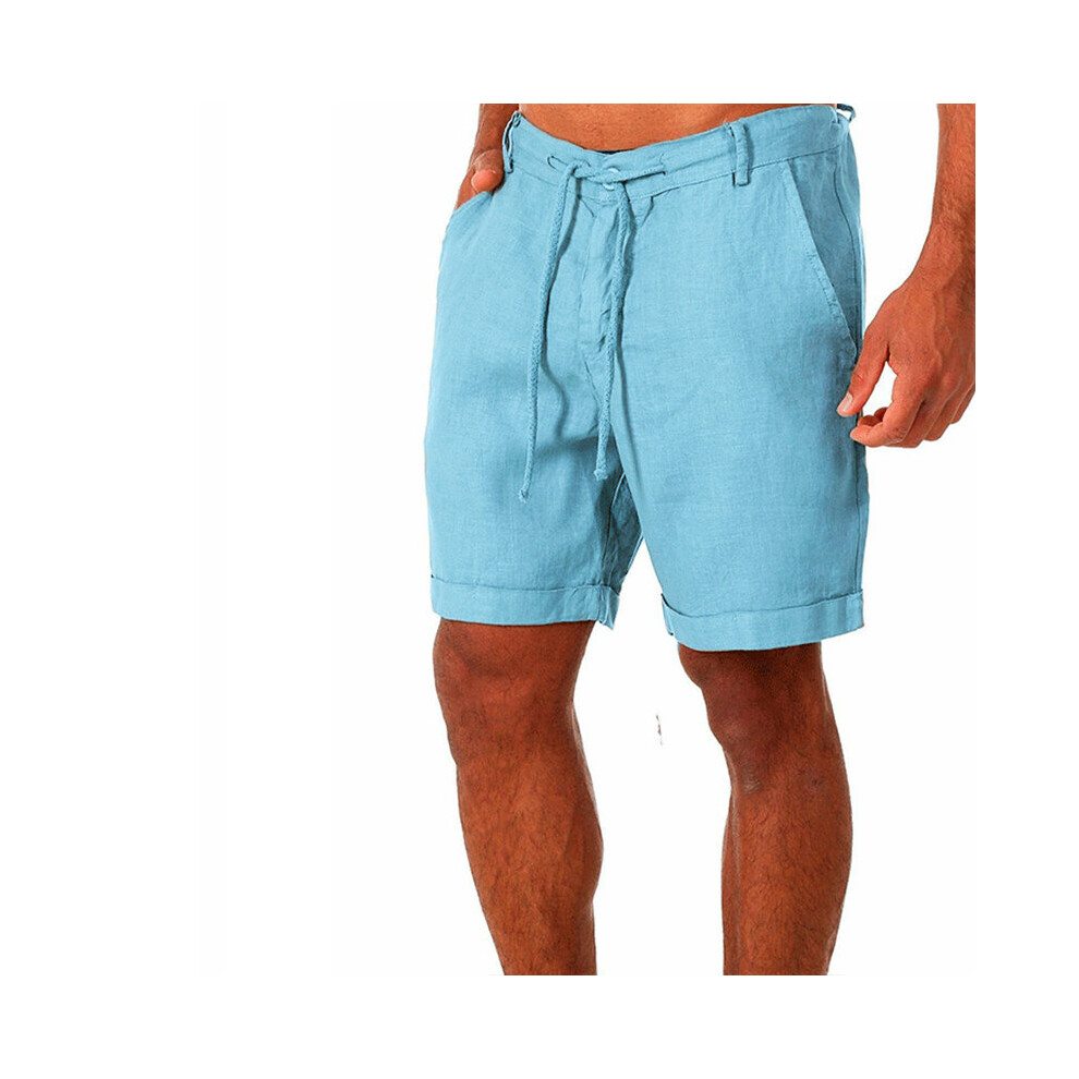 2021new Men's cotton linen shorts Solid lacing Knee Length casual linen shorts male sports Beach Shorts men-image-OPC-PBQXVSC-NEW
