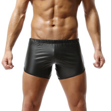 Faux Leather Boxer Trunk WetLook Lounge Sports Short Pants boxers short Casual Shorts Men