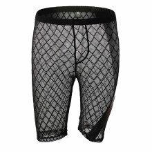 Mens Skinny Mesh See Through Tights Grid Stitching Running Sports Leggings Gym Fitness Training Workout Casual Shorts Sweatpants