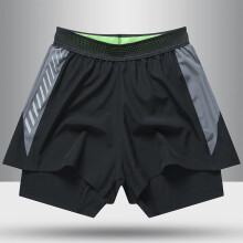 Boys Summer Fitness Running Quick-Drying Men Shorts Track And Field Double Layer Sports Breathable Reflective Strip Stretch Pant