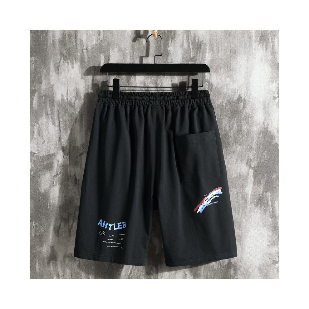 Men's Black Sports Shorts Five-Point Pants Beach Pants Loose Large Size Medium Pants Shorts Hombres Pantalones Cortos Casuales