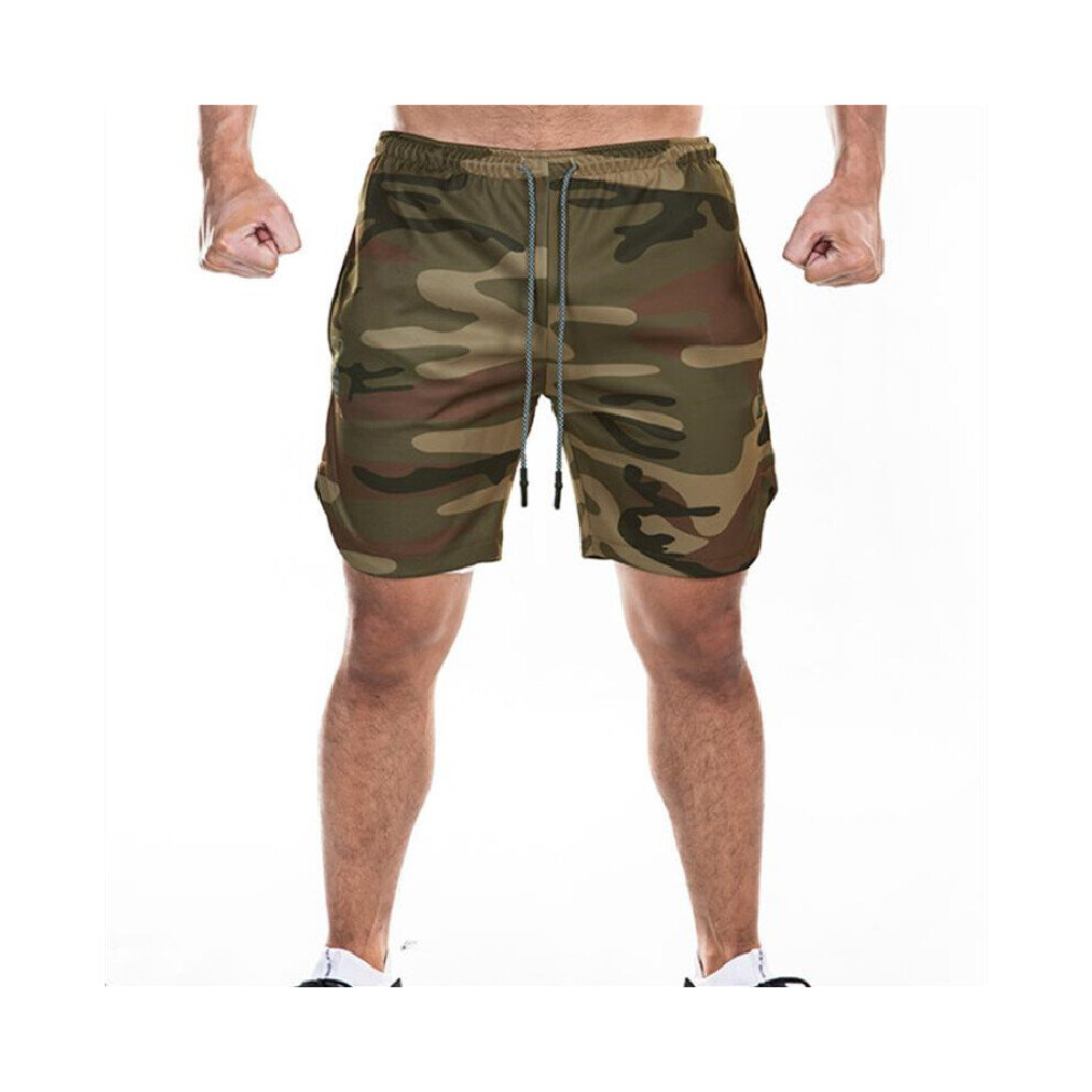 Summer Men's Sports Shorts Loose - bag Double Knee Length Moisture Absorption Sweat Men Running Training Fitness Shorts-image-OPC-PBQYC59-NEW