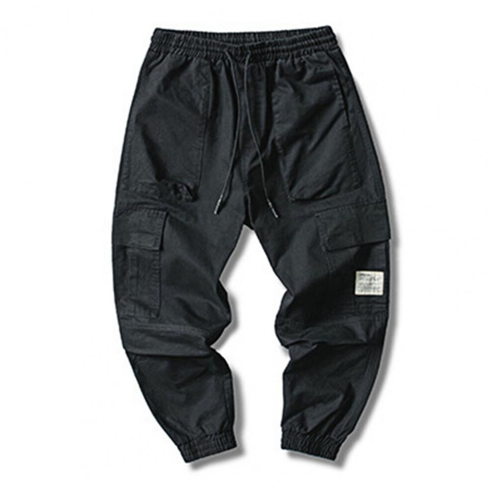 Men's Trousers Overalls Solid Multi-Pocket Men's Mid-Waist Drawstring Trousers Solid Multi-Pocket Men's Trousers 885657440078