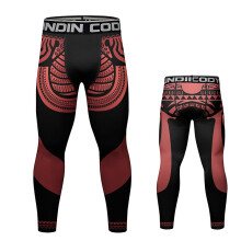 Splicing 100% Polyester Special Pattern Comfortable Elastic Waistband Men Leggings Outdoor MMA BJJ Training Pants