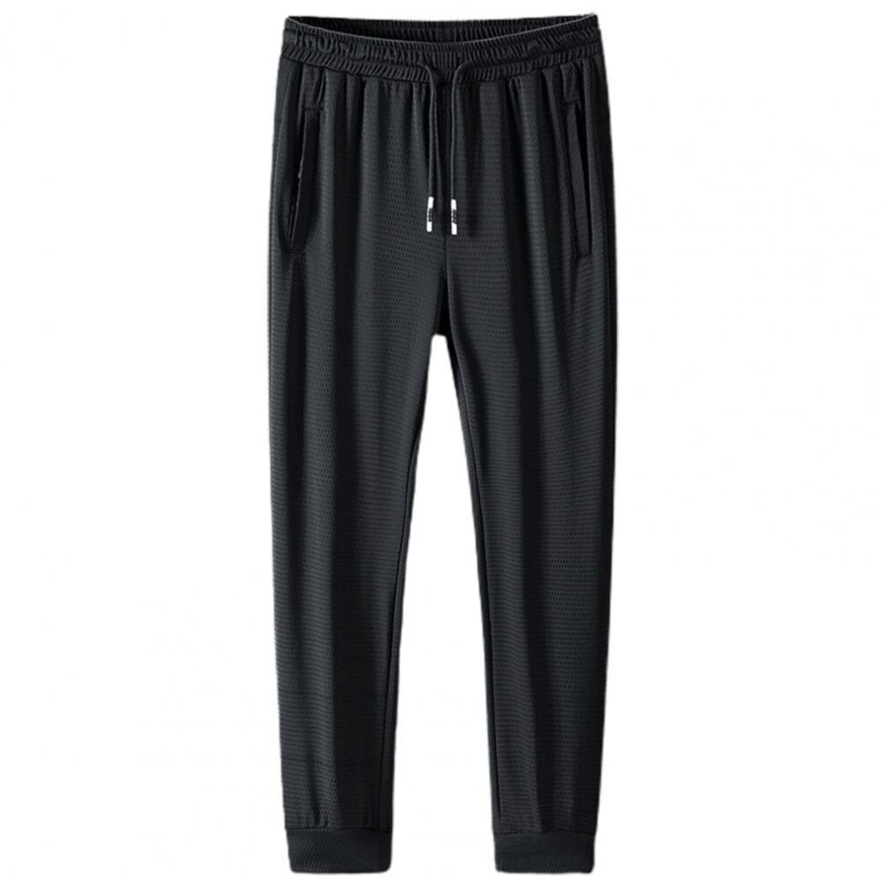 Elastic Waist Drawstring Pockets Jogger Pants Breathable Mesh Solid Long Pants Solid Track Pants-image-OPC-PBQYDCS-NEW