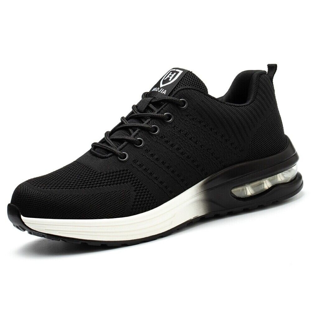 (Black, UK 9.5) Womens ESD Safety Shoes Lace up Work Boots Steel Toe Cap Trainers Hiking Ladies