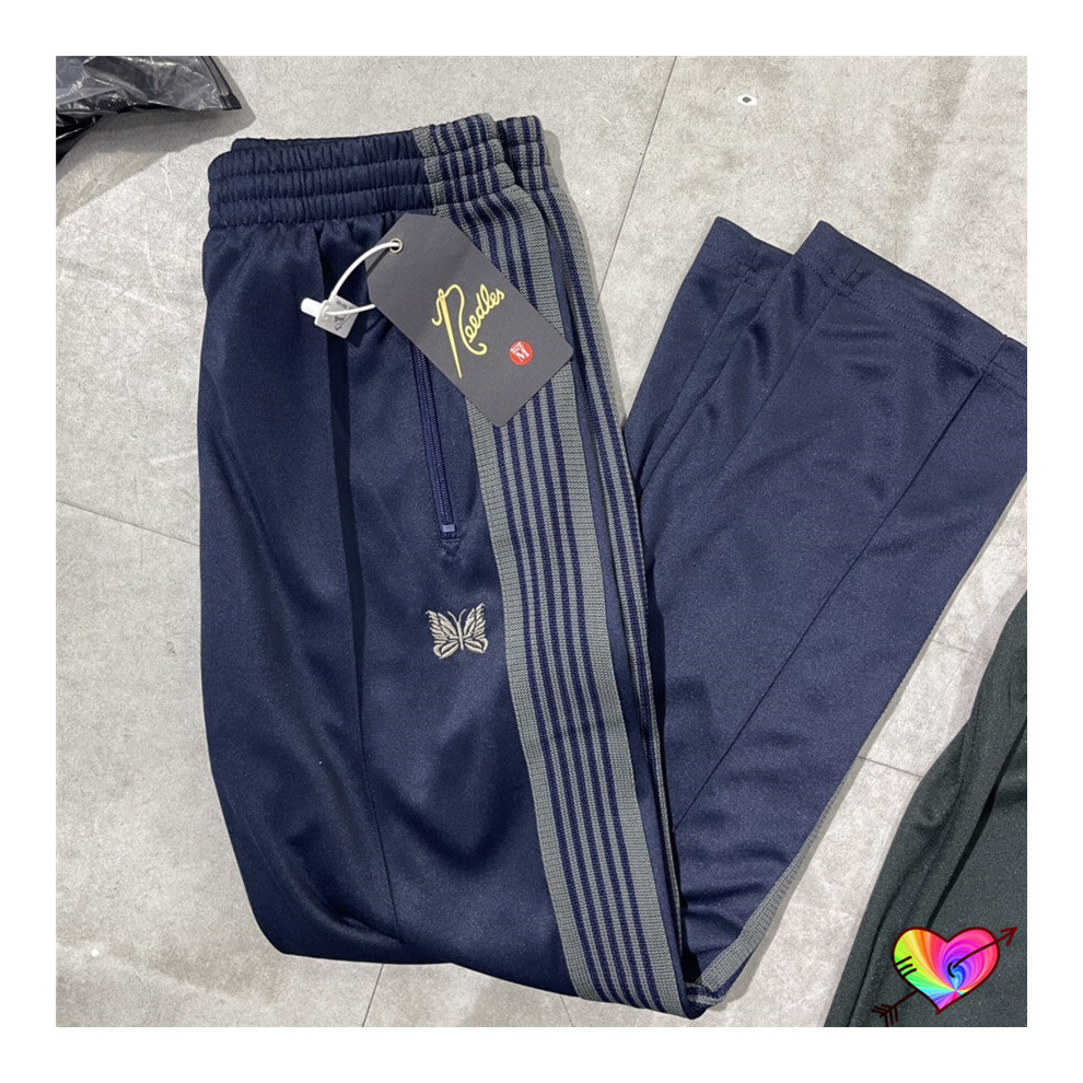 Leg Zipper Needles Pencil Pants Men Women 1:1 High Needles Pants Embroidered Butterfly Stripe Green Trousers-image-OPC-PBQYFDF-NEW