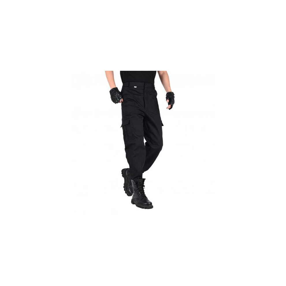 Casual Men Solid Pockets Training Long Cargo Pants Hiking Straight Trousers Sports Long Cargo Pants Work Trousers-image-OPC-PBQYFJV-NEW