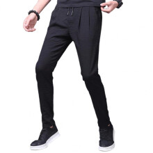 Summer Men Leggings Solid Elastic Waist Drawstring Pockets Lace-up Straight Sweatpants Mid-rise Straight Trousers
