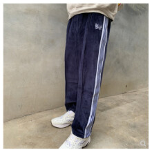 Bue Velvet Needles Pants Men Women High Butterfly Embroidery AWGE NEEDLES Track Pants Retro High Street Trousers
