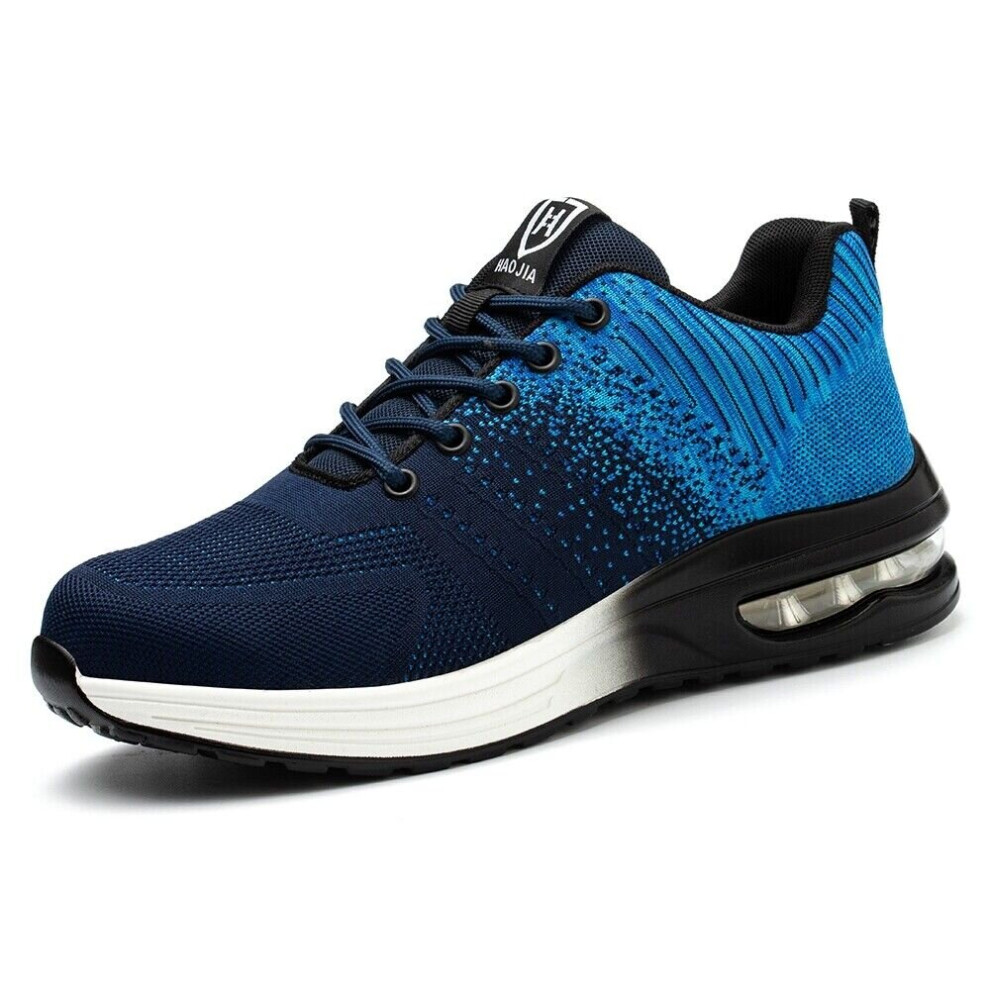 (Blue, UK 9.5) Womens ESD Safety Shoes Lace up Work Boots Steel Toe Cap Trainers Hiking Ladies
