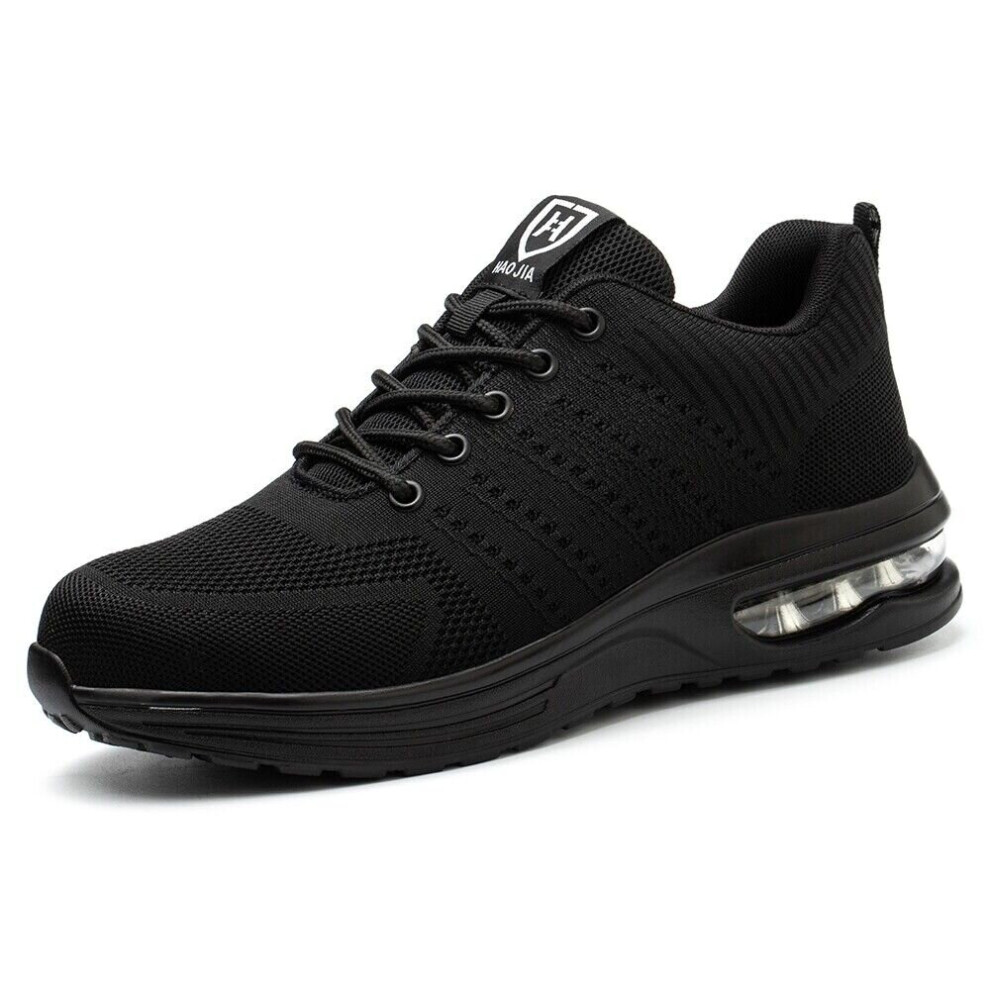 (All Black, UK 9.5) Womens ESD Safety Shoes Lace up Work Boots Steel Toe Cap Trainers Hiking Ladies