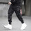 Men Drawstring Pockets Straps Ankle Tied Cargo Pants Long Trousers 4