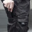 Men Drawstring Pockets Straps Ankle Tied Cargo Pants Long Trousers 5