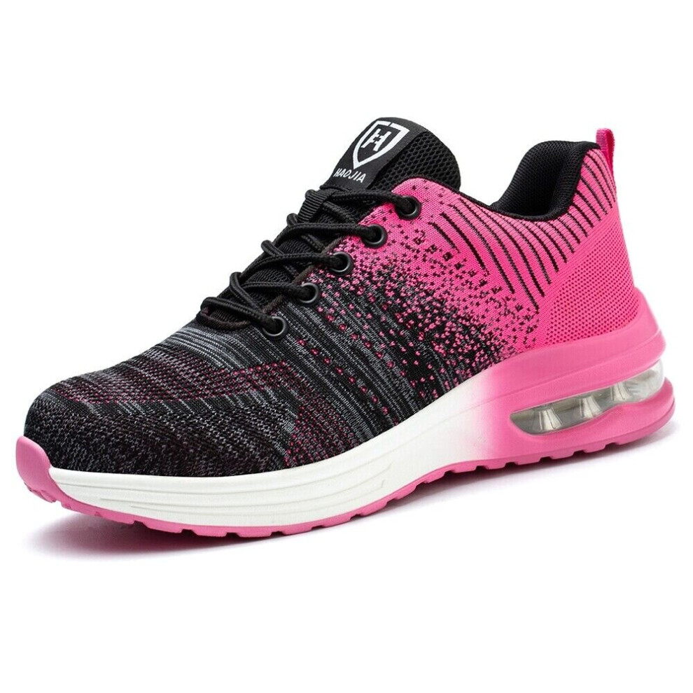 (Pink, UK 5.5) Womens ESD Safety Shoes Lace up Work Boots Steel Toe Cap Trainers Hiking Ladies