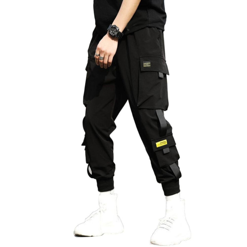 Casual Men Breathable Ankle Tie Pocket Drawstring Cargo Pants Ninth Trousers Hip Hop Boy Multi-pocket Male Ankle-lengt Pant-image-OPC-PBQYH2M-NEW