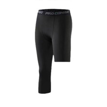 Men One-leg basketball tights pants cropped Leggings Sport Running trousers bottom fitness pantalon de jogging Gym Sweatpant