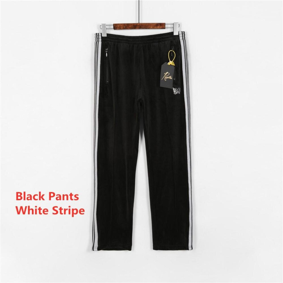 20FW AWGE Needles Pants Men Women Golden Stripe Yellow AWGE Butterfly Embroidered Needles Sweatpants High Trousers-image-OPC-PBQYHPQ-NEW