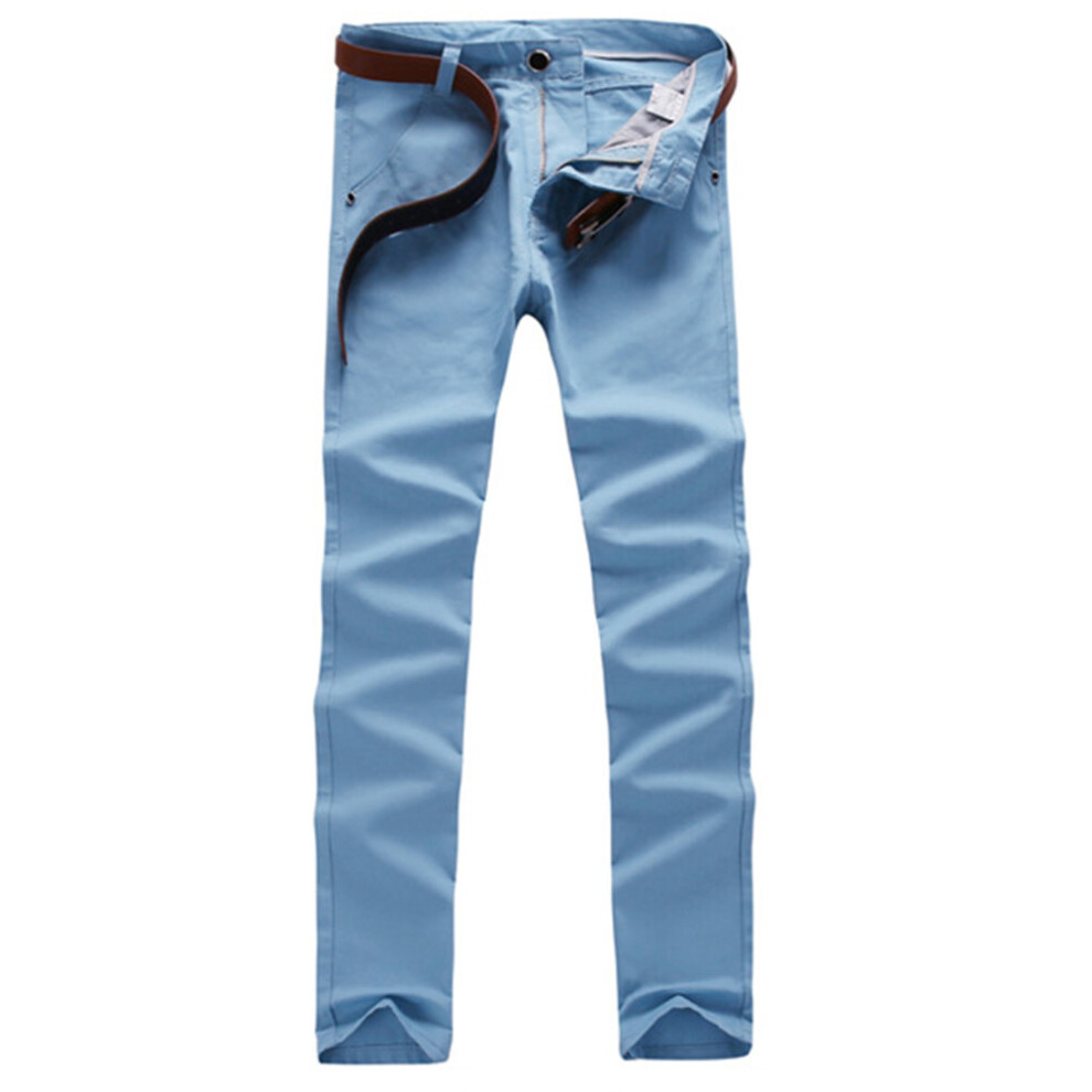 Men Solid Button Cotton Straight Long Pants Pockets Business Trousers Formal Trousers Plus Big Size 30-38-image-OPC-PBQYJDJ-NEW